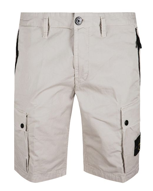 Stone Island Gray Bermuda Shorts With Logo for men