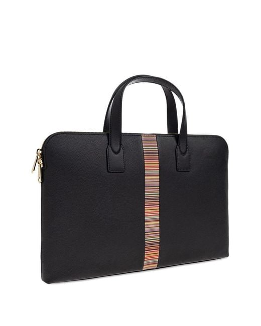 Paul Smith Black Signature Stripe Leather Handbag for men