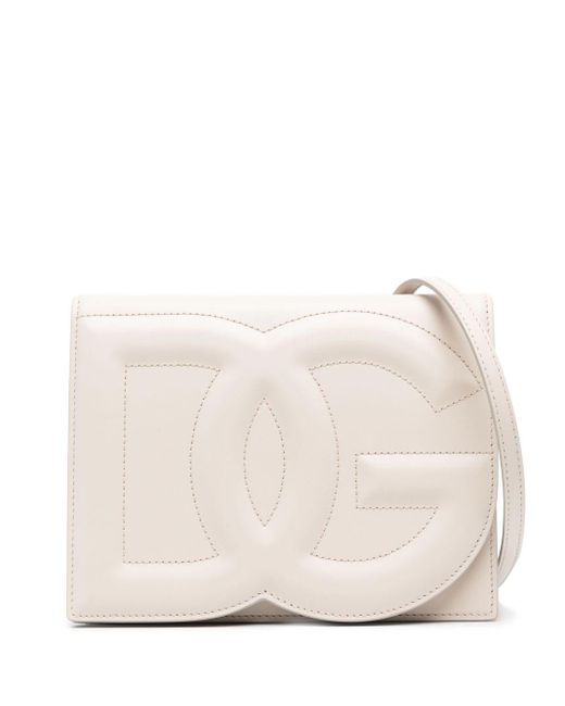 Dolce & Gabbana Natural Dg Logo Leather Crossbody Bag