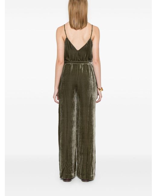 Gold Hawk Green Velvet Jumpsuit