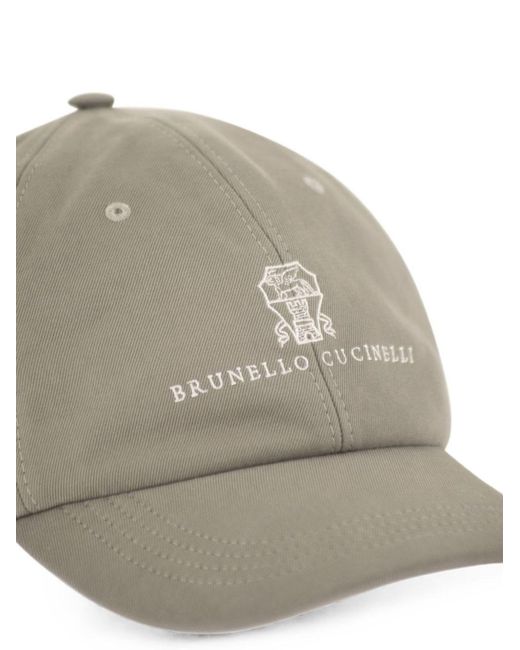 Brunello Cucinelli Gray Logo Cotton Baseball Cap for men