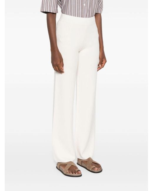 Pantaloni A Palazzo Con Vita Elasticizzata di Max Mara in White