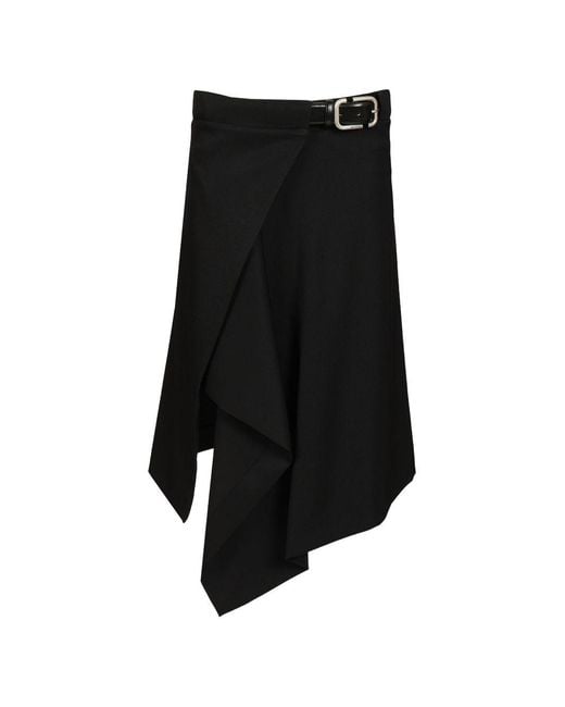 The Attico Black Wool Midi Skirt