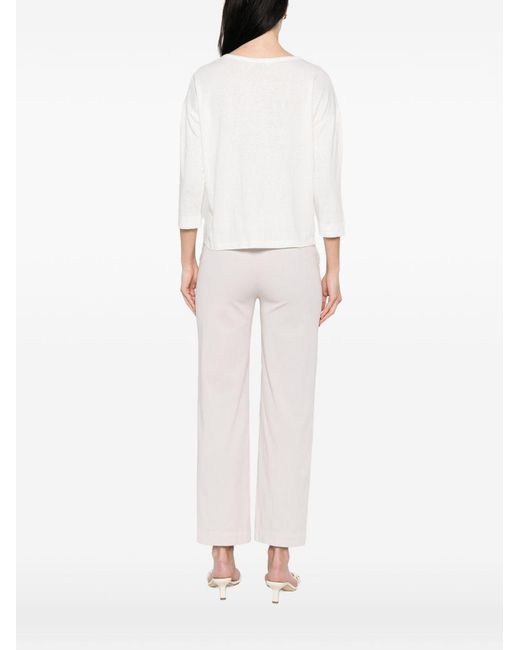 Base London White Linen Crewneck Sweater