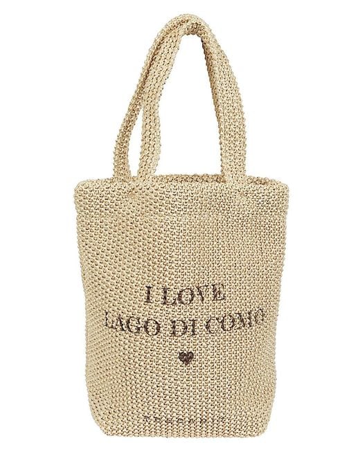 Anita Bilardi Natural I Love Lago Di Como Rafia Tote