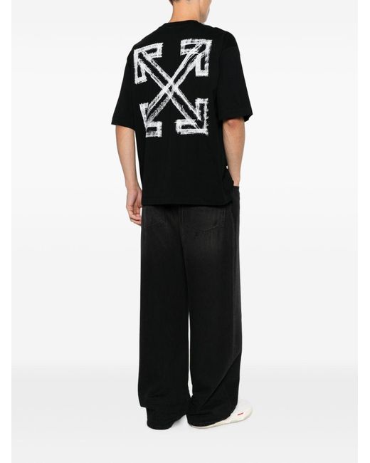 Off-White c/o Virgil Abloh Black Motion Arrow Skate Cotton T-Shirt for men