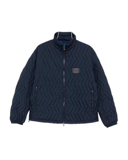 Emporio Armani Blue Quilted Down Jacket for men