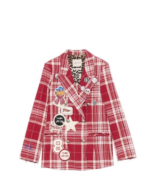 FRONT STREET 8 Red Checked Double-Breasted Jacket
