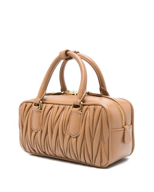 Miu Miu Natural Arcadie Regular Leather Handbag