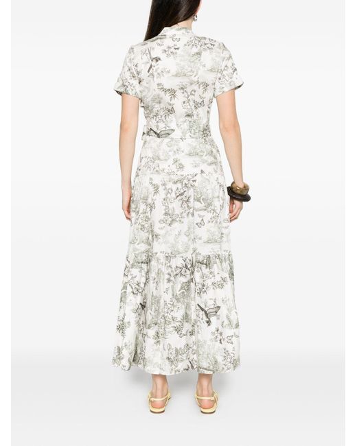 Alice + Olivia White Printed Cotton Midi Dress