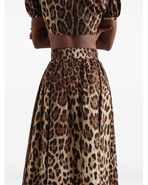 Dolce & Gabbana Natural Leo Print Cotton Skirt