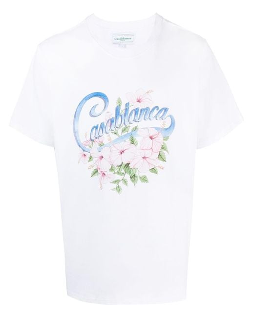 CASABLANCA White Hibiscus Logo T-shirt for men