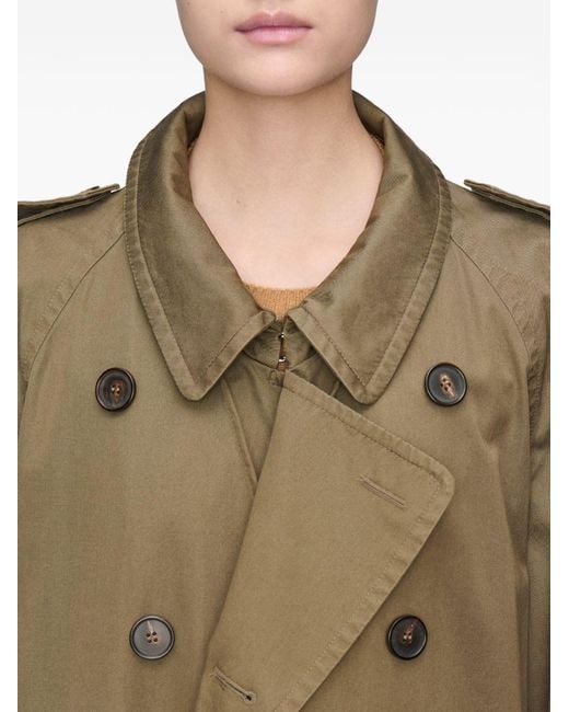 Maison Margiela Green Double-Breasted Trench Coat