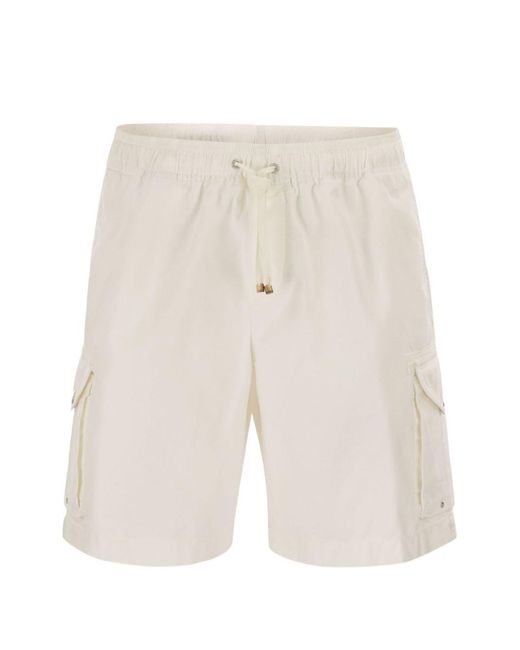 Brunello Cucinelli White Cotton Shorts for men