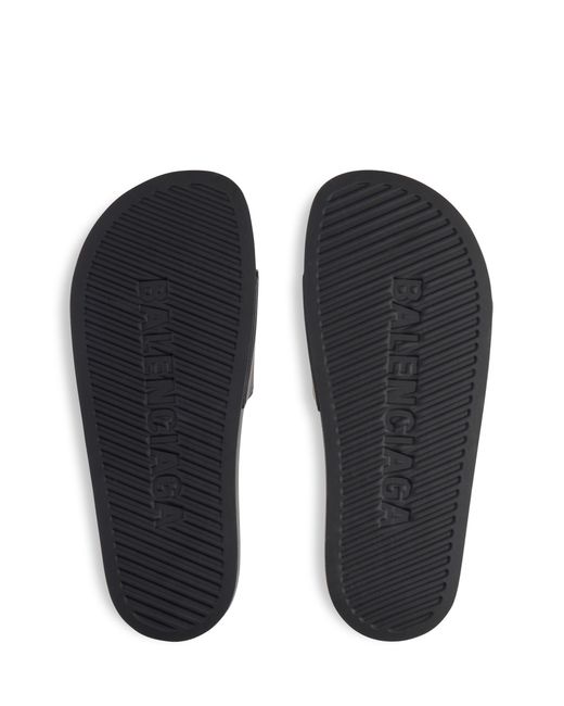 Balenciaga Black Logo Pool Slides for men