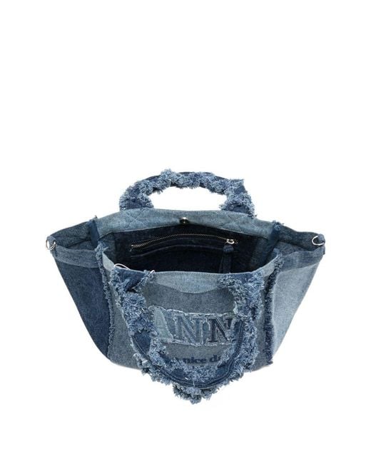 Ganni Blue Denim Small Tote Bag