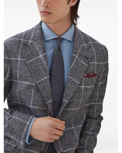 Brunello Cucinelli Blue Wool Deconstructed Jacket for men