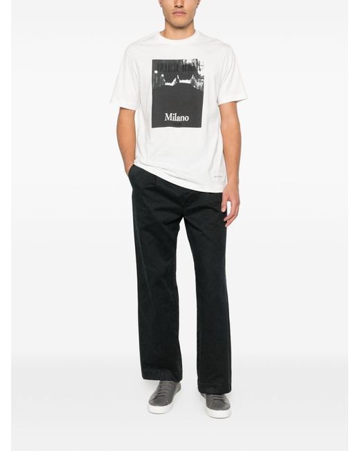 Emporio Armani White Printed Cotton T-Shirt for men