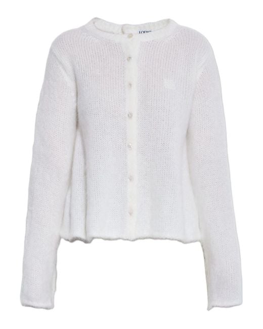 Loewe White Wool Blend Cardigan
