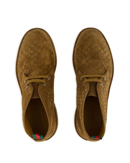 Gucci Brown Gg Monogram Suede Boots for men