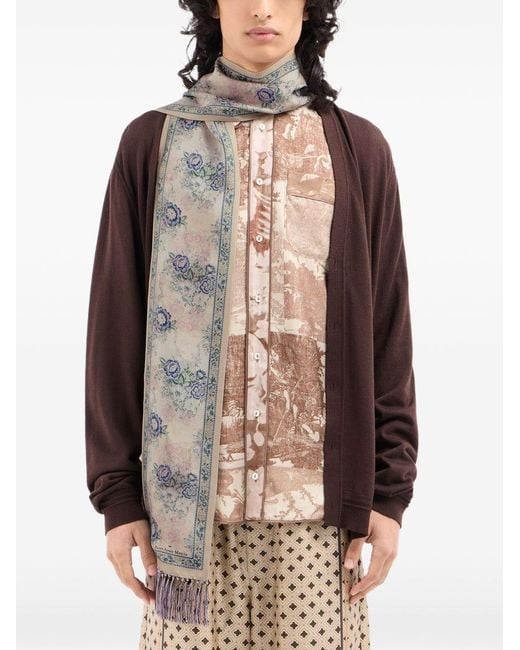 Pierre Louis Mascia White Printed Silk Scarf