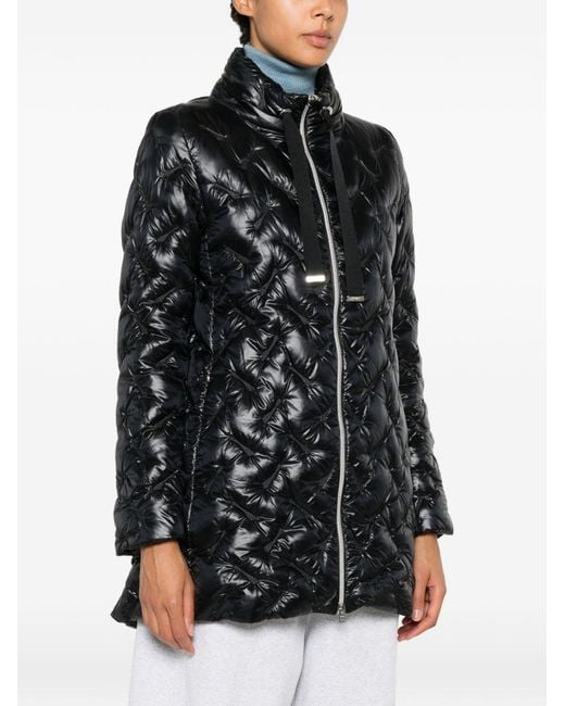 Herno Black Quilted Midi Down Jacket