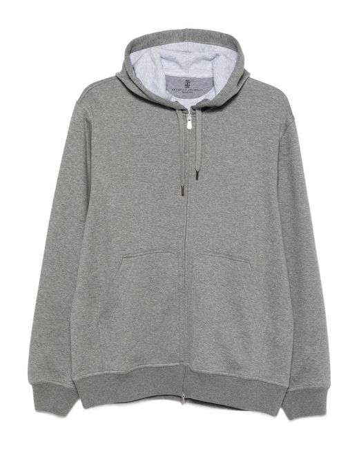 Brunello Cucinelli Gray Cotton Blend Hoodie for men