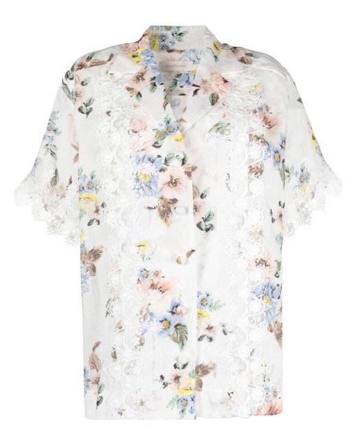 Zimmermann White Lace Trimmed Oversized Shirt