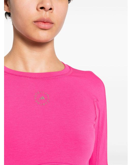 Top crop con logo gommato di Adidas By Stella McCartney in Pink