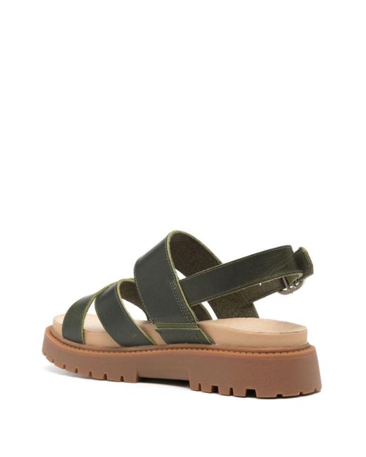 Timberland Green Logo-debossed Leather Sandals