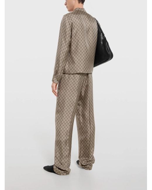 Gucci Natural Silk Twill Trousers for men
