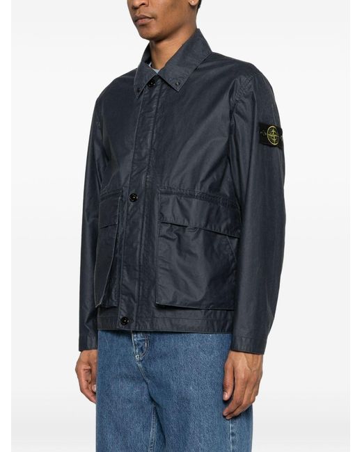 Stone Island Blue Cotton Canvas Jacket for men