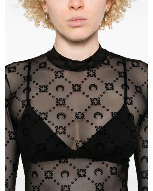 MARINE SERRE Black Moon Crewneck Top