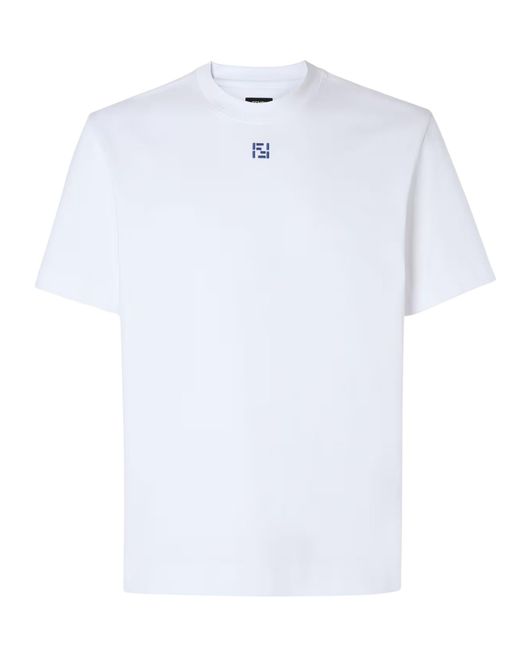 Fendi White Cotton T-Shirt for men