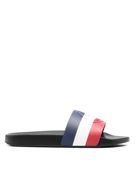 Moncler White Logo Slipper for men