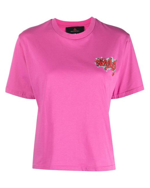 T-shirt in cotone con logo di Peuterey in Pink