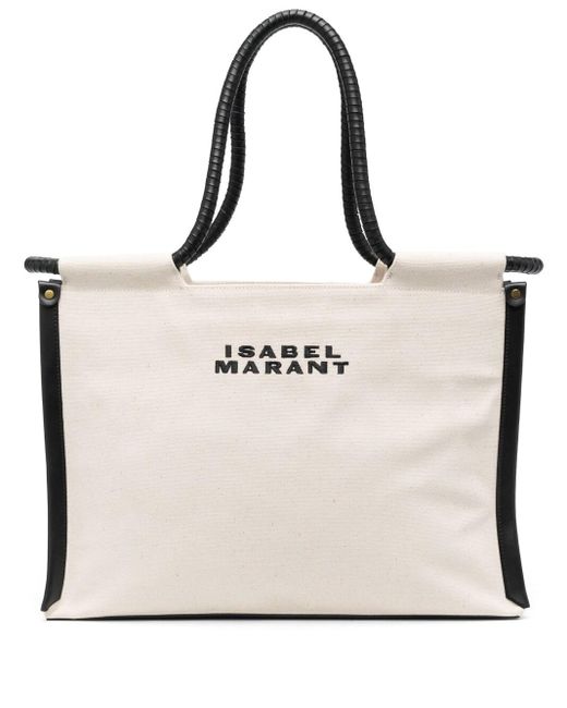 Isabel Marant Embroidered-logo Tote Bag in Natural | Lyst