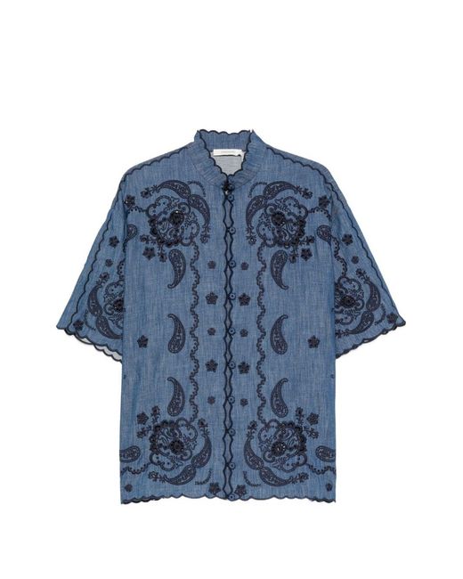 Zimmermann Blue Aster Denim Shirt