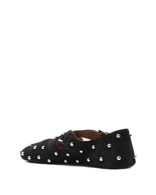 Alaïa Black Suede Studded Ballet Flats