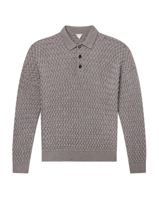 Bottega Veneta Gray Wool Polo Shirt for men