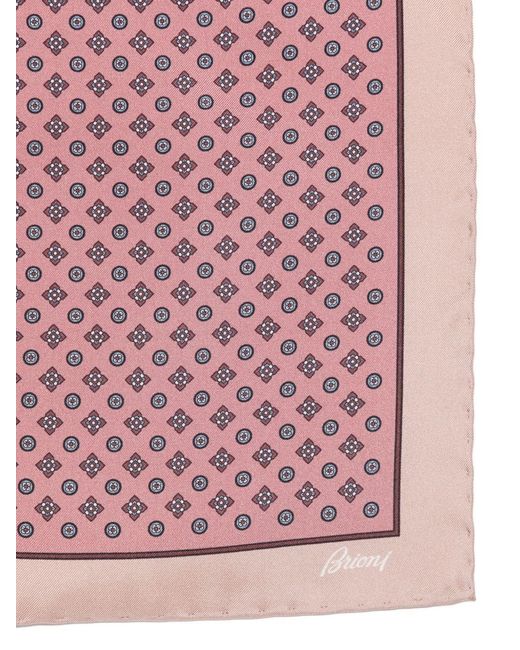 Brioni Pink Silk Pocket Square for men