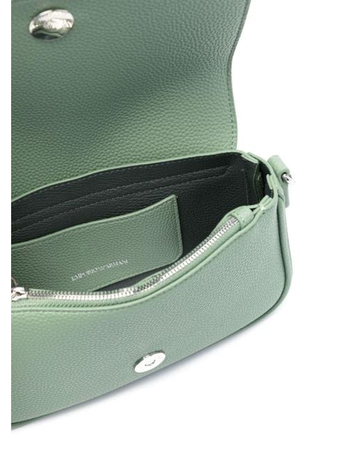 Emporio Armani Green Logo-print Leather Cross Body Bag