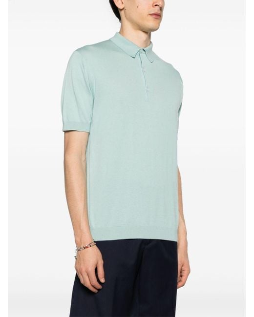 John Smedley Blue Adrian Cotton Polo Shirt for men