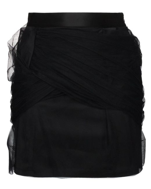 Y. Project Black Mini Skirt With Tulle Draping