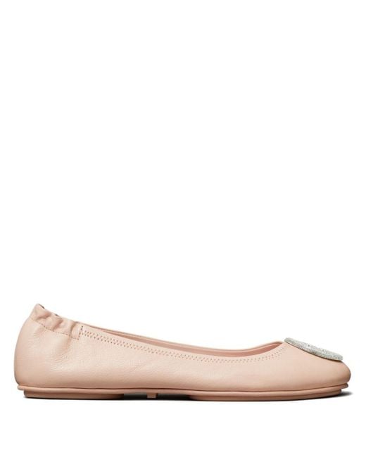 Tory Burch Pink Minnie Leather Ballet Flats