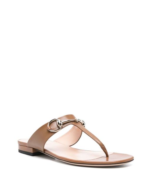 Gucci Pink Lady Horsebit Leather Thong Sandals
