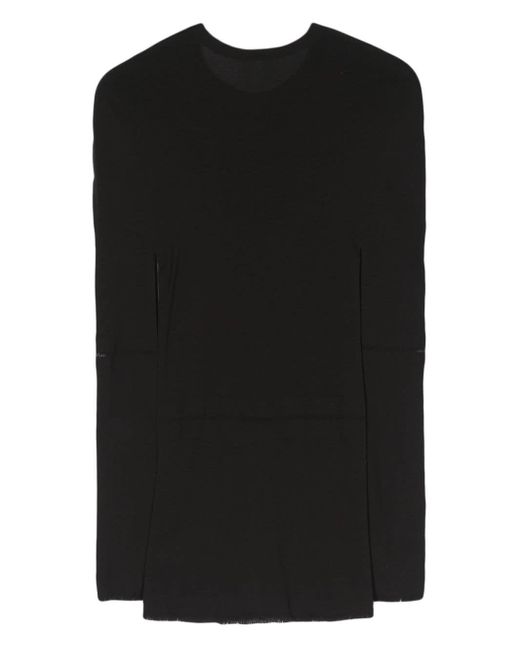 Issey Miyake Black Fringed Fine-knit Top