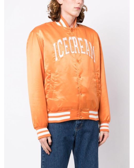 ICECREAM Varsity Style Logo Bomber Jacket in Orange for Men | Lyst