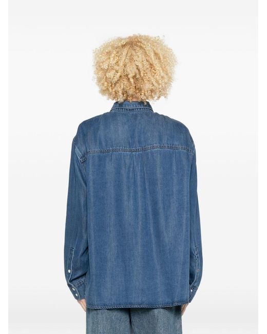 7 For All Mankind Blue Denim Cotton Shirt