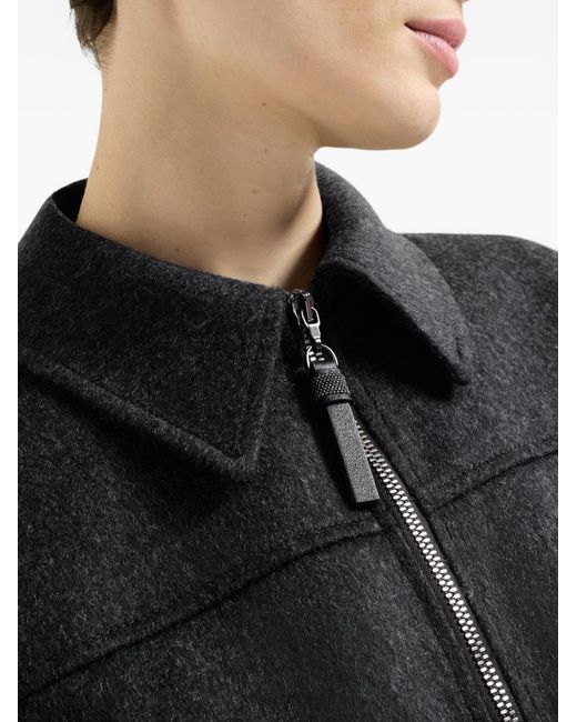 Brunello Cucinelli Blue Zipped Wool Jacket